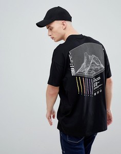 Oversize-футболка из плотного трикотажа с принтом на спине ASOS DESIGN - Черный