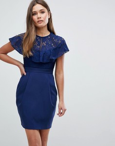 Платье-футляр мини с кружевной отделкой ASOS - Темно-синий