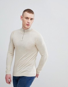 Серо-бежевый хлопковый джемпер с молнией ASOS - Бежевый