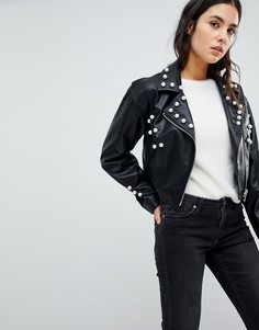 Байкерская куртка из искусственной кожи ASOS - Черный