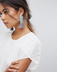Серьги-гвоздики с камнями и кисточками ASOS DESIGN - Серебряный