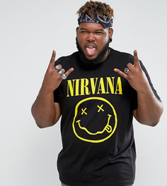 Удлиненная футболка с принтом Nirvana ASOS DESIGN Plus - Черный