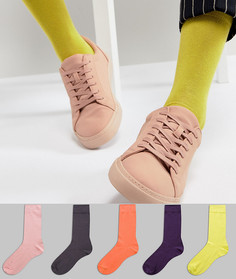 Набор из 5 пар носков неоновых цветов ASOS - Мульти