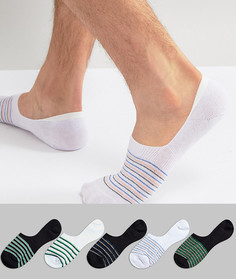5 пар низких носков с полосками в стиле ретро ASOS - Мульти