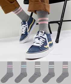 Набор из 5 пар носков в полоску ASOS DESIGN - Серый