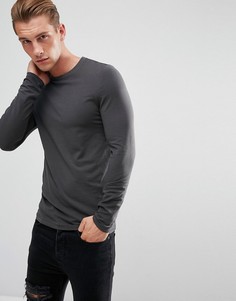 Темно-серый облегающий лонгслив ASOS DESIGN - Черный