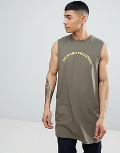 Oversize-майка с заниженной проймой и принтом No hard feelings ASOS DESIGN - Зеленый