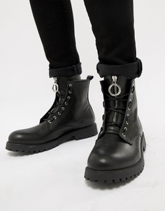 Черные кожаные ботинки на шнуровке ASOS DESIGN - Черный
