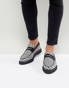 Лоферы в черно-белую клетку на толстой подошве ASOS - Черный
