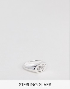 Серебряное кольцо-печатка с розой ASOS DESIGN - Серебряный