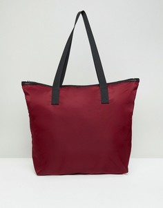Бордовая сумка-тоут с молнией ASOS DESIGN - Красный