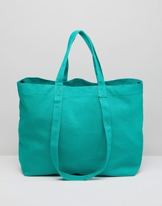 Хлопковая сумка-шоппер с двойными ручками ASOS - Зеленый
