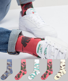 Набор из 5 пар носков с пальмовым принтом ASOS DESIGN - Мульти