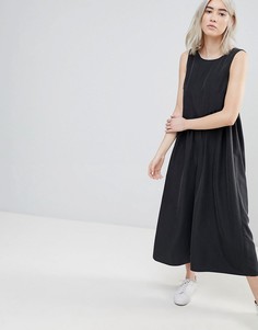 Комбинезон с широкими штанинами и присборенной талией ASOS DESIGN - Черный