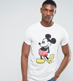 Свободная футболка с винтажным принтом Микки Мауса и отворотами на рукавах ASOS DESIGN Tall - Белый
