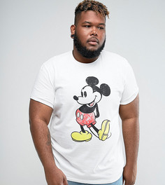 Свободная футболка с винтажным принтом Микки Мауса и отворотами на рукавах ASOS DESIGN Plus - Белый