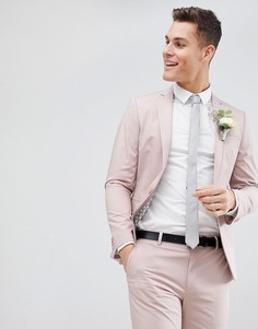 Приталенный пиджак из эластичной хлопковой ткани ASOS Wedding - Серый