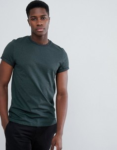 Зеленая меланжевая футболка из фактурного трикотажа с отворотами ASOS DESIGN - Зеленый