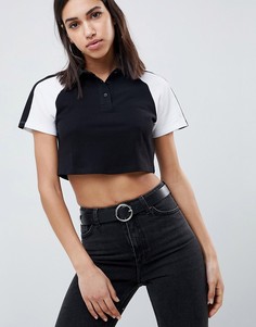 Укороченное поло колор блок ASOS DESIGN - Черный