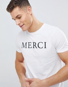 Обтягивающая футболка с принтом Merci ASOS DESIGN - Белый
