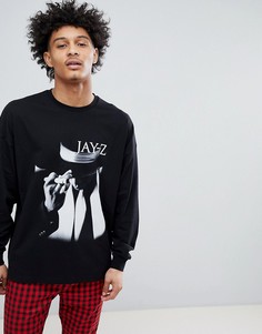 Свободный лонгслив с принтом Jay Z unreasonable doubt ASOS DESIGN - Черный