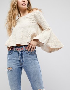Ремень под джинсы с цветочным принтом и пряжкой-кольцом ASOS - Мульти