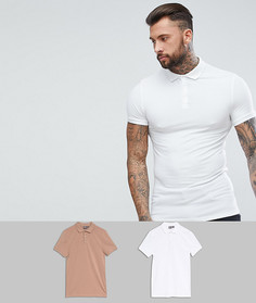 Комплект из 2 облегающих трикотажных футболок-поло ASOS DESIGN - СКИДКА - Мульти