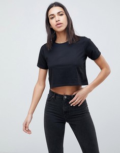Укороченная футболка с отворотами ASOS DESIGN - Черный