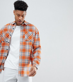 Выбеленная удлиненная oversize-рубашка в клетку ASOS DESIGN Tall - Оранжевый