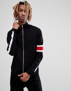 Черная трикотажная спортивная куртка с полосками на рукавах ASOS - Черный