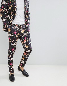Облегающие брюки с принтом ASOS DESIGN - Черный