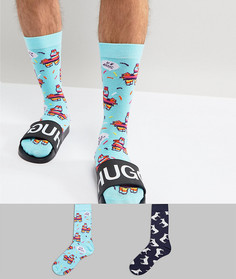 Набор из 2 пар носков с рисунком ASOS - Синий
