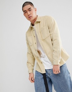 Светло-бежевая вельветовая рубашка навыпуск ASOS DESIGN - Кремовый
