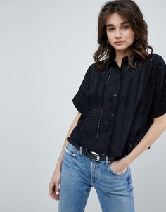Свободная рубашка с вышивкой ришелье ASOS DESIGN - Черный