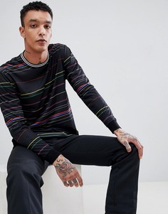 Свободный лонгслив с контрастными полосками и отделкой в рубчик ASOS DESIGN - Черный
