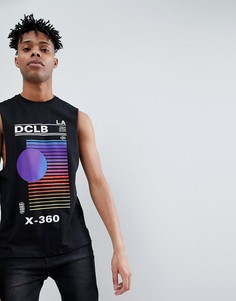 Свободная футболка без рукавов с низкими проймами и принтом ASOS DESIGN - Черный