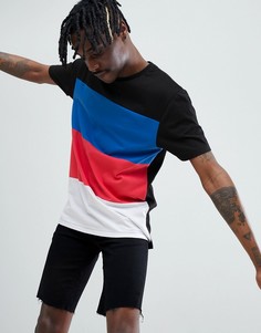 Свободная длинная футболка в стиле колор блок ASOS DESIGN - Черный