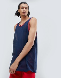 Темно-синяя сетчатая oversize-майка с контрастной отделкой ASOS DESIGN - Темно-синий
