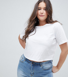 Укороченная футболка с отворотами ASOS DESIGN Curve - Белый