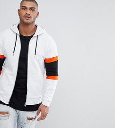 Худи в стиле колор блок на молнии ASOS DESIGN Tall - Белый