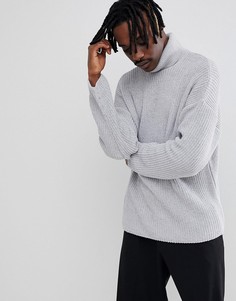 Серый свободный джемпер с отворачивающимся воротом ASOS DESIGN - Серый