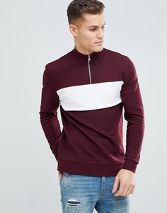 Длинный свитшот колор блок с молнией ASOS DESIGN - Красный