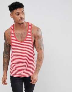 Красно-розовая майка-борцовка в полоску ASOS DESIGN - Красный