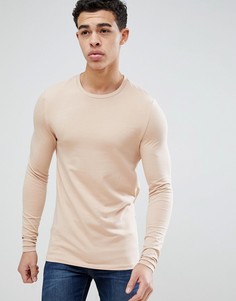 Обтягивающий лонгслив с круглым вырезом ASOS DESIGN - Бежевый