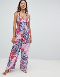 Пляжный комбинезон со шнуровкой и принтом ASOS - Мульти