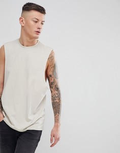 Бежевая майка с заниженными проймами ASOS DESIGN - Бежевый