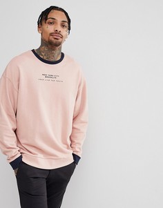 Розовый oversize-свитшот с контрастным принтом ASOS DESIGN - Розовый