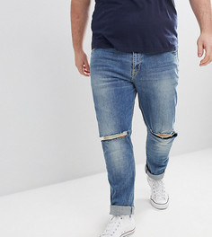 Выбеленные зауженные джинсы с рваной отделкой ASOS DESIGN Plus - Синий