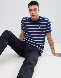 Свободная футболка в полоску с вышивкой в виде руки и розы ASOS DESIGN - Темно-синий