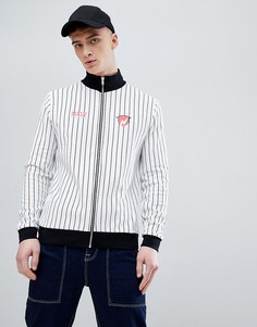 Спортивная куртка в полоску с принтом ASOS DESIGN - Белый